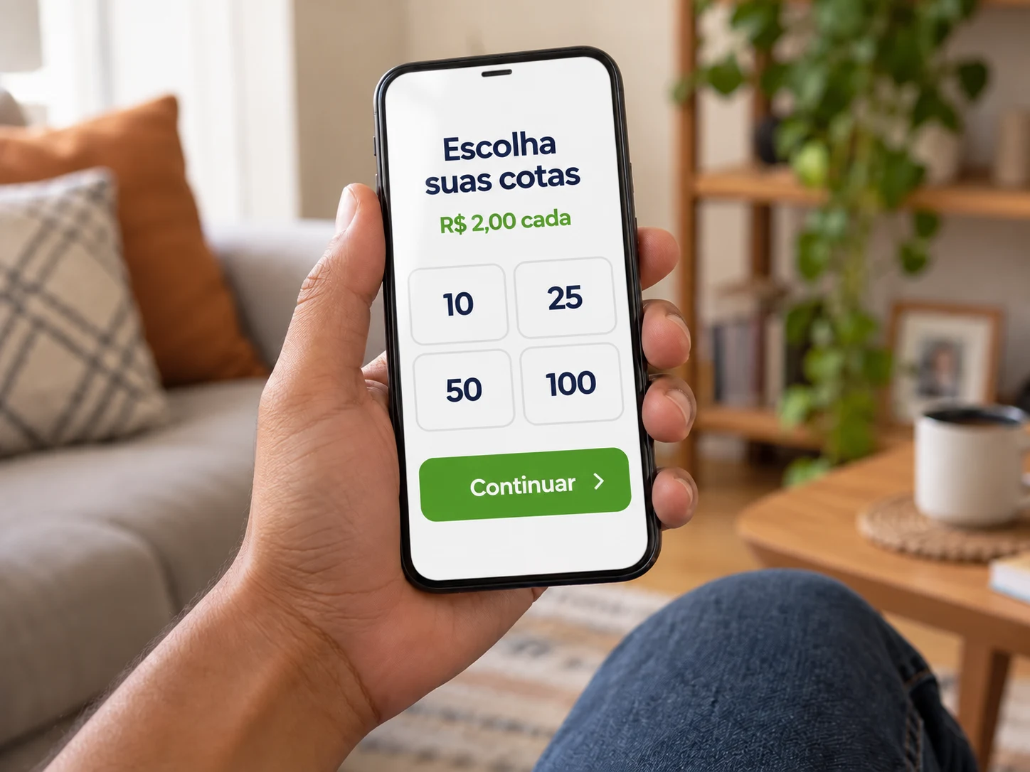 Tela para escolher a quantidade de pontos de rifa da campanha